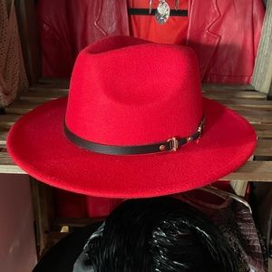 🔥NWT Red Hot Medium Brim Fedora Hat